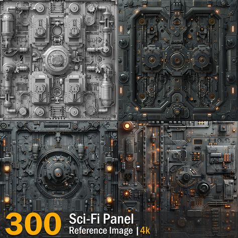 Sci-Fi Panel | Reference Images | 4K ,  on ArtStation at https://www.artstation.com/artwork/lGGK3k Sci Fi Panel, Steampunk Tower, Steampunk Castle, Steampunk Factory, Panel Reference, Fantasy Buildings, Bridge Game, Steampunk Furniture, Steampunk House