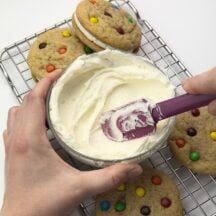 Cookie Sandwich Frosting - Design Eat Repeat Frosting For Cookie Sandwiches, Filling For Cookie Sandwiches, Cookie Frosting Sandwich, Cookie Filling Sandwich, Frosting Filled Cookies, Sandwich Cookie Filling Recipe, Cookie Sandwich Frosting, Buttercream Frosting Recipe For Cookies, Cookie Sandwich Filling