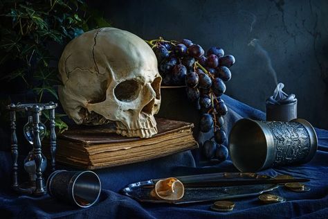 Gothic Still Life, Vanitas Paintings, Oil Painting Techniques, Christian Artists, Italian Painters, Conceptual Photography, Post Impressionists, Still Life Art, Draw On Photos