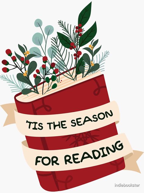 Christmas Library Displays, Christmas Library Display, Merry Bookmas, Christmas Library, Holiday Romance Books, Reading Wallpaper, Reading Stickers, Holiday Reading, Library Quotes