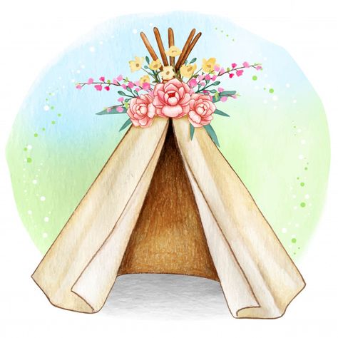 Watercolor boho spring tribal tent | Premium Vector #Freepik #vector #watercolor #floral #flowers #house Arte Hippy, Flowers House, Vintage Wedding Stationery, Gold Wedding Stationery, Soft Pink Wedding, Vintage Floral Backgrounds, Elegant Wedding Invitation Card, Floral Wreath Wedding, Watercolor Woman