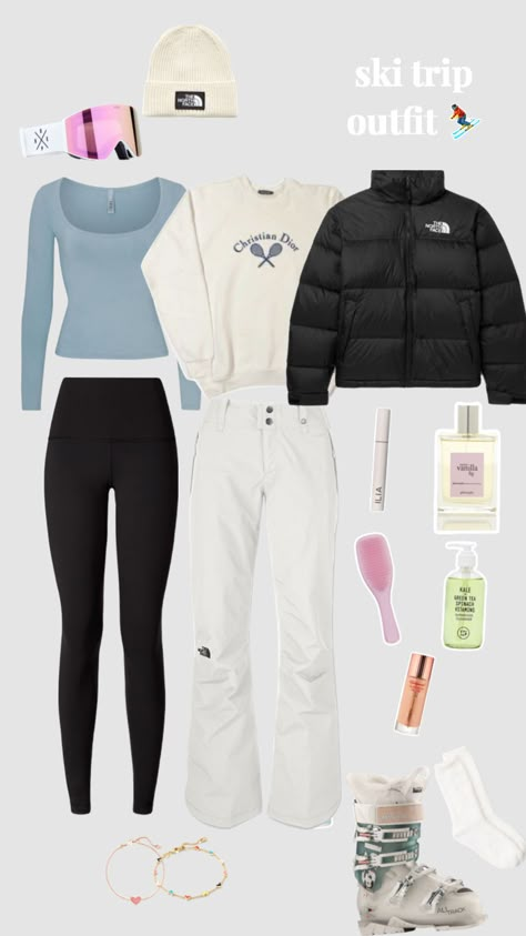 ski trip #skiing #outfit #ootd #vanillagirl #fitspo #skitrip Ski Trousers Woman, Ski Girl Aesthetic Outfits, Skii Outfit Womens, Snow Outfits For Women Ski, Cute Ski Clothes, Ski Day Outfit, Ski Outfits For Women 2023, Cute Ski Gear, Ski Clothes For Women Outfit Ideas