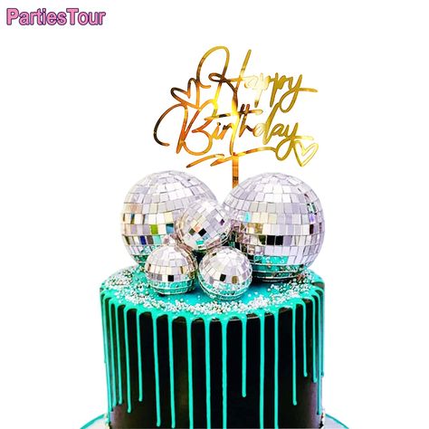 Bday Cake Decoration, Last Disco Party, Disco Ball Cake, Disco Ball Design, Disco Cake, Dance Party Birthday, Last Disco, Ball Cake, Making Cakes