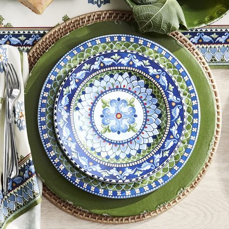 Dinner Plates & Plate Sets | Williams Sonoma Green Appetizer, Woven Charger, Italian Dinnerware, Ceramic Dinner Plates, Island Table, Appetizer Plates Set, Easy Grilling, Green Plates, Melamine Dinner Plates