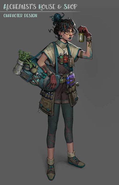 The Alchemist by Veronica Bonacini : ReasonableFantasy Arte Punk, The Alchemist, Dnd Art, Modern Fantasy, Environment Design, Philosophers, Character Creation, Sci Fi Art, Dnd Characters