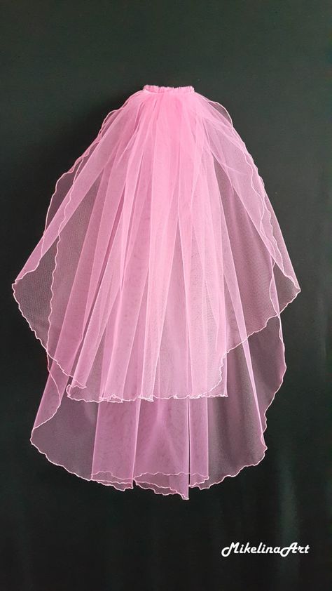 Pink Wedding Veil Two Layers Pink Wedding Veil, Pink Veil, Boat Wedding, Wedding Dresses Princess Ballgown, Romantic Garden Wedding, Wedding Veil Accessories, Ireland Wedding, Chapel Wedding, Wedding Veils