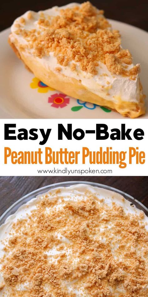 Peanut Butter Pudding Pie, Peanut Butter Crumble, Peanut Butter Pie Filling, Peanut Butter Pudding, Cool Whip Pies, Easy Peanut Butter Pie, Pudding Pie Recipes, Pudding Pie Filling, Easy Puddings