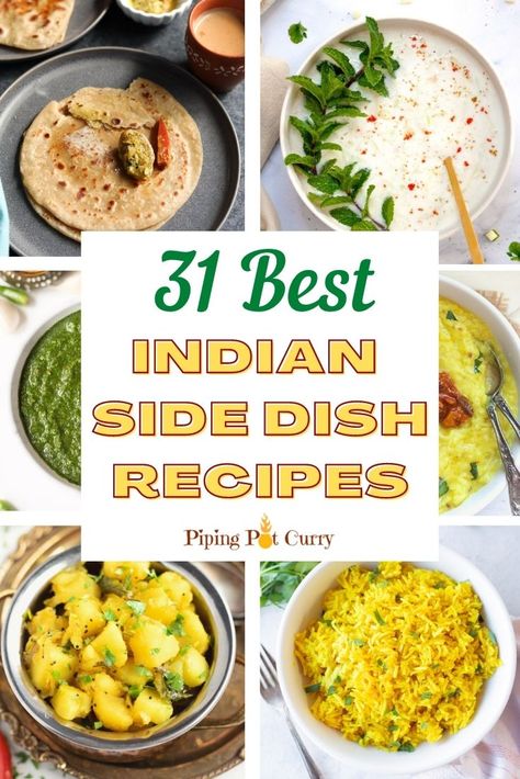 You don't have to eat Indian side dishes in a restaurant to enjoy them. There are numerous Indian side dishes that you can prepare at home, and this selection of Indian side dish recipes is ideal for anyone who is a fan of Indian cuisine! Curry Side Dishes, East Indian Food, Indian Salads, Indian Dinner Recipes, Turmeric Yellow, Indian Side Dishes, European Dishes, Rice Bread, Indian Dinner