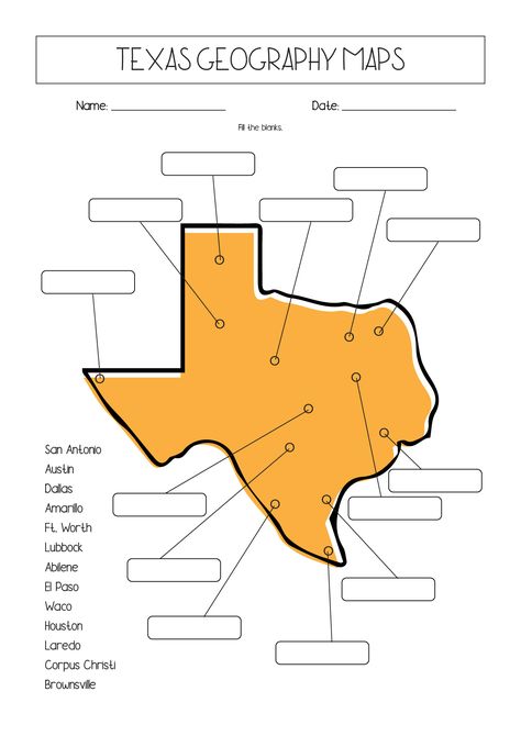 Texas Geography Activities, Texas History 4th Grade, Texas History Projects, Texas Geography, Texas History 7th, Texas History Classroom, Texas Forest, Instructional Activities, Map Skills Worksheets