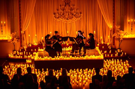 Art Museum London, Candlelight Concert, Film Score, Candle Art, Flickering Candles, String Quartet, Flameless Candles, Wedding Stage, Stage Design