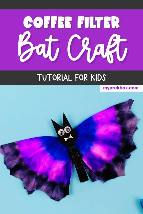 Bats Preschool, Process Art Preschool, Halloween Bats Crafts, Halloween Filters, Coffee Filter Art, Halloween Activities Preschool, Classroom Halloween Party, Bat Craft, Halloween Bat Decorations