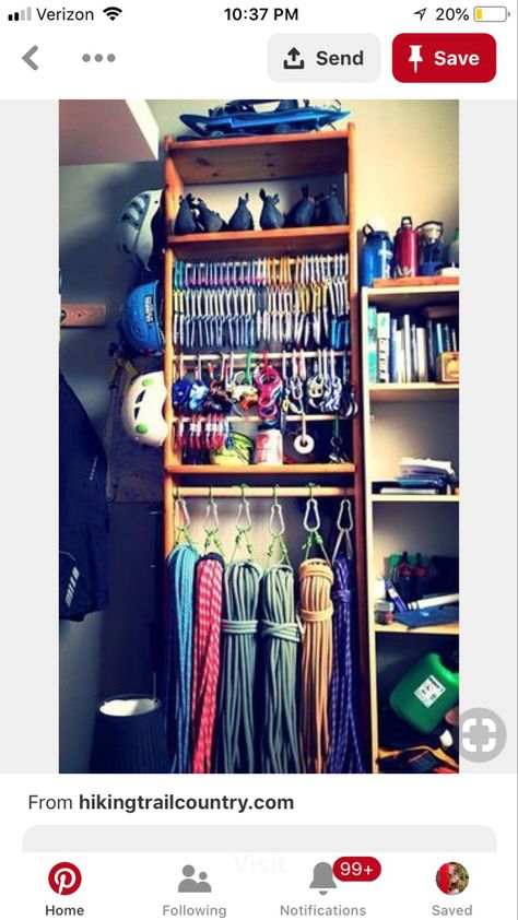 Climbing Gear Organization, Climbing Storage, Outdoor Gear Organization, Outdoor Gear Storage, Rock Climbing Workout, Gear Organization, Camping Gear Storage, Rock Climbing Training, Home Climbing Wall