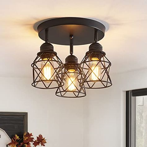 ABEAJAT Kitchen Light Fixtures Ceiling Mount, Adjustable Semi Flush Mount Ceiling Light Fixture with E26 Base, Multi-Directional Ceiling Lamp for Kitchen Hallway Dining Room Farmhouse Entryway Kitchen Lights Ceiling, Hallway Ceiling Light Fixtures, Industrial Light Fixture, Dining Room Farmhouse, Lamp For Kitchen, Lustre Industrial, Light Fixtures Ceiling, Kitchen Lamp, Kitchen Light Fixtures