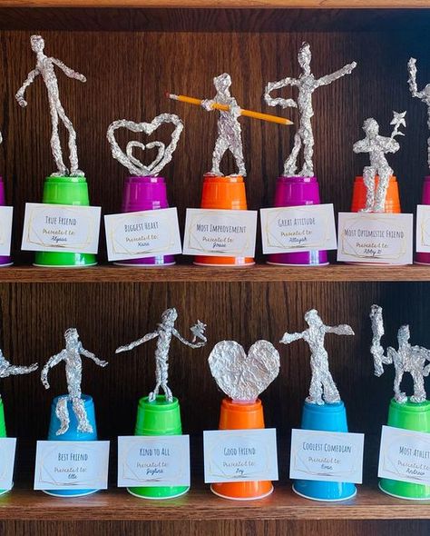 Family Awards Ideas Fun, Funny Trophies Ideas Diy, Awards For Teachers Ideas, Diy Dundie Award, Class Celebration Ideas, Camp Awards Ideas For Kids, Homemade Awards Ideas, Art Awards For Students, Family Awards Ideas