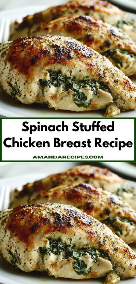 Searching for family-friendly dinner recipes? This Spinach Stuffed Chicken Breast is not only delicious but also a nutritious option that kids and adults will enjoy. Make mealtime stress-free and delightful with this easy recipe. Healthy Filling Chicken Recipes, Chicken Spinach Dinner Recipes, Healthy Dinner Entrees, Cheesy Spinach Stuffed Chicken Breast, Spinach Stuffed Chicken Recipes, Boneless Skinless Chicken Thigh Recipes With Spinach, Easy Dinner Recipes For Family With Kids Healthy, Healthy Diet Dinner Recipes, Spinach And Mozzarella Stuffed Chicken