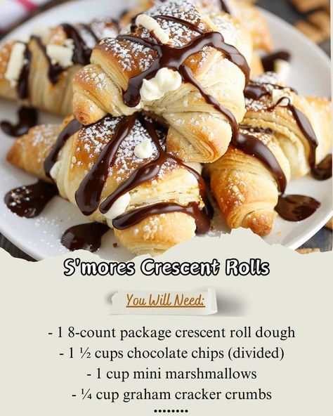 Homemade Recipes Chocolate Crescent Rolls, Marshmallow Roll, Perfect Dinner Party, Chocolate Marshmallow, Crescent Roll Dough, Crescent Roll, Chocolate Marshmallows, Graham Cracker Crumbs, Crescent Rolls