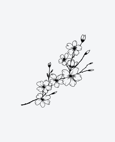 Black And White Flower Tattoo, Flower Vine Tattoos, Black Flowers Tattoo, Japanese Tattoo Women, Flor Tattoo, Blossom Tree Tattoo, Emo Tattoos, Sakura Tattoo, Japanese Designs