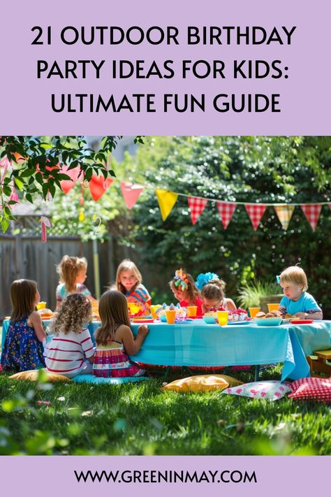 Planning an outdoor birthday party for kids can be both fun and rewarding. In this guide we share the best outdoor birthday party ideas for kids Outdoor Birthday Party Setup, Picnic Style Birthday Party, Outdoor Kids Birthday Party Ideas, Backyard Kids Birthday Party, Picnic Birthday Party Ideas For Kids, Kids Park Birthday Party, Picnic Kids Party, Kids Backyard Birthday Party, Outdoor Birthday Party Ideas For Kids