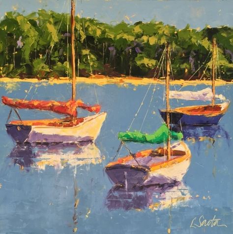 How Do You Know When You are Ready to Teach?, painting by artist Leslie Saeta Boat At Sea, Home Decor Coastal, Row Boats, Jungle Wall, Lake Painting, Sea Painting, Fish Painting, Abstract Images, Coastal Art