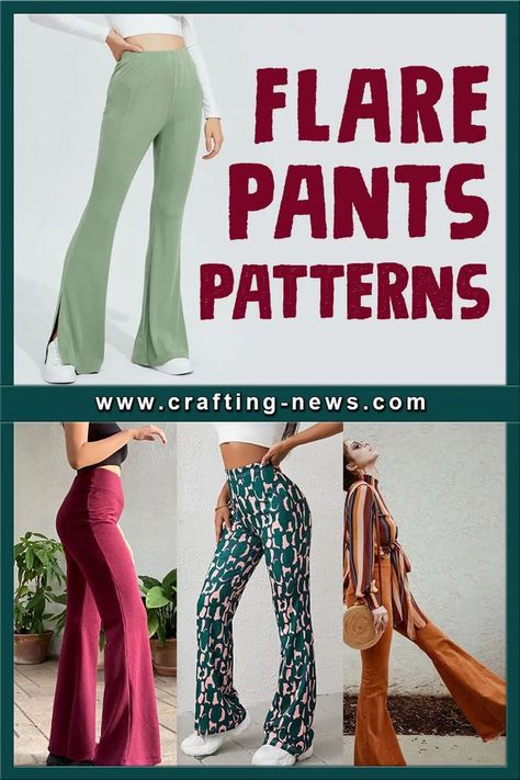 12 Flare Pants Patterns Flare Pants Pattern, Pants Patterns, Unique Sewing Patterns, Diy Pants, Yoga Pants Pattern, Trendy Sewing Patterns, Sewing Blouses, Sewing Projects Clothes, Fashion Design Patterns