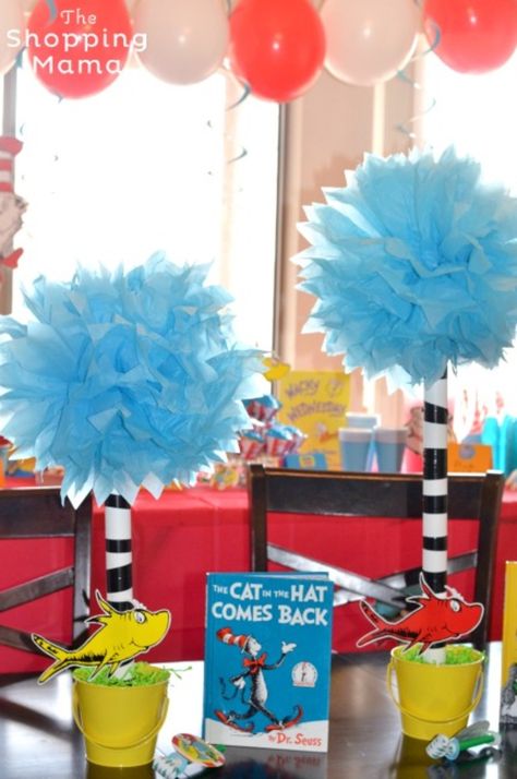 Trufulla Trees, Seuss Trees, Baby Shower Ideas Food, Dr Suess Baby, Doctor Suess Birthday, Dr Seuss Party Ideas, Dr Seuss Party, Truffula Trees, Dr Seuss Birthday Party