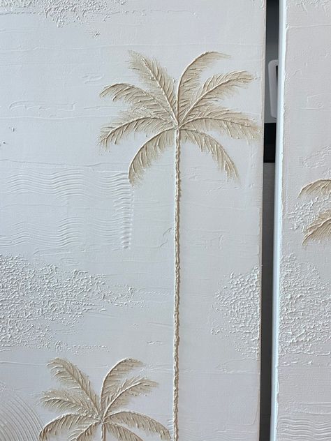 Palm Wall Art, Boho Wall Art Ideas, Textured Plaster Wall Art, Hotel Painting, Textured Plaster, Plaster Painting, Minimalist Canvas Art, Jungle Art, Diy Abstract Canvas Art