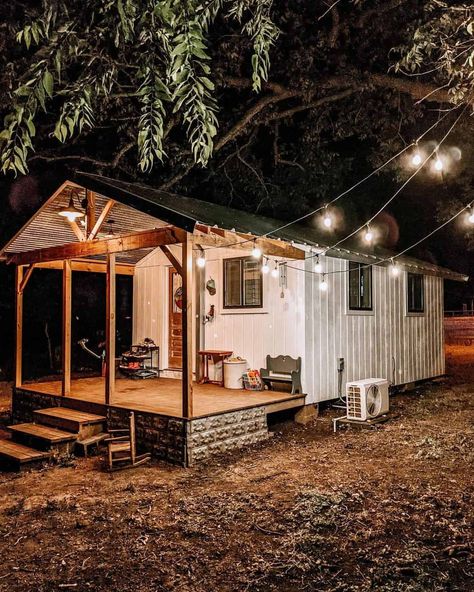 Shed To Tiny House Cabin, Tiny House Made From Shed, Sheds Converted To Tiny Homes, Tiny Shed Home Ideas, Building Your Own Tiny Home, Sheds Made Into Homes, Tiny Homes Outside, Tiny Home In Woods, Diy Shed Home