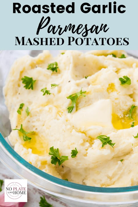 Move over plain old mashed potatoes because these homemade Roasted Garlic Parmesan Mashed Potatoes are stealing the show! Recipe EASY for beginner and busy cooks. Learn how to roast a whole garlic bulb. Step by step instructions show you how to make the most delicious mashed potatoes ever. Perfect for Thanksgiving! Vegetarian, gluten free and made with just 6 ingredients! #mashedpotatoes #homemade Click the link to get the recipe instructions! Sides For Thanksgiving Dinner, Ham Leftover Recipes, Stuffing Recipes Thanksgiving, Meal Ideas For The Week, Bread Thanksgiving, Broccoli Casseroles, Sides For Thanksgiving, Mashed Potatoes From Scratch, Rolls Thanksgiving