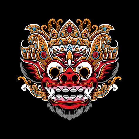 Balinese Tattoo, Barong Bali, Pumpkin Artwork, Mask Illustration, Japan Tattoo Design, Eagle Art, Event Poster Design, Black And White Artwork, Pop Art Wallpaper