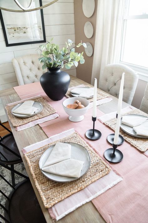 Get the Look: Valentine's Day Neutral Table Inspired Decor - Living with Amanda Valentines Table, Valentine Table Decorations, Relaxing Space, Valentines Day Decor, Rainbow Paper, Space Ideas, Simple Valentine, Valentines Day Decorations, Valentine Decorations