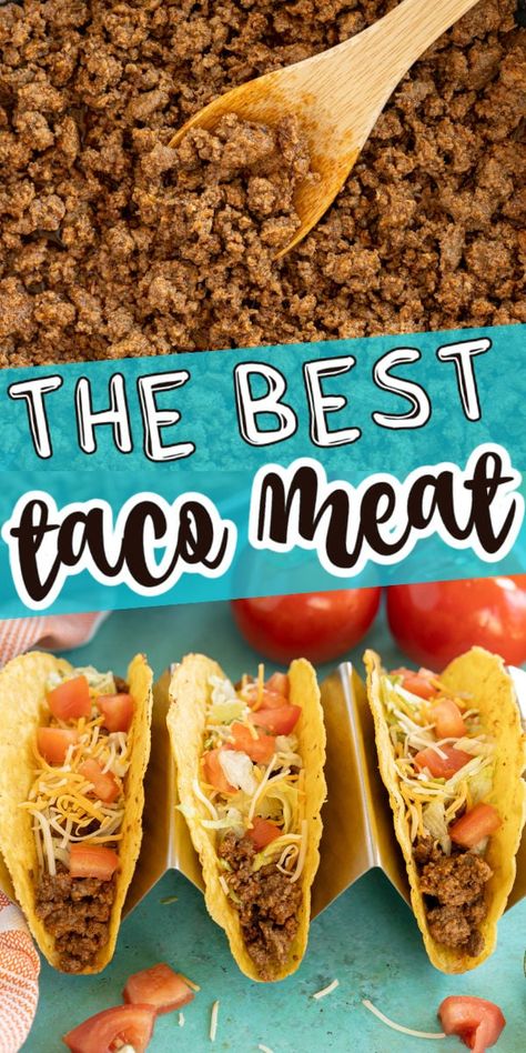 The best taco meat recipe! Perfect for homemade tacos! The Best Taco Meat, Home Made Tacos Recipes, Mexican Ground Beef Taco Recipes, Homemade Tacos Beef, Hamburger For Tacos, Simple Tacos Recipes, Best Taco Meat Recipe Beef, Taco Recipes Ground Beef Easy Meals, Taco In A Bag Recipe