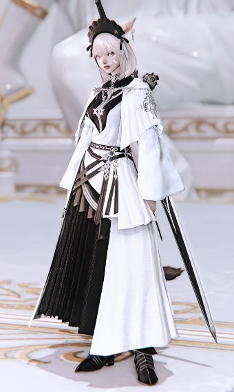 Ffxiv Mods, Ffxiv Outfits, Ffxiv Glamour, Ffxiv Character, Glamour Outfit, Patches Fashion, Final Fantasy Xiv, Rose Dress, Black White Red