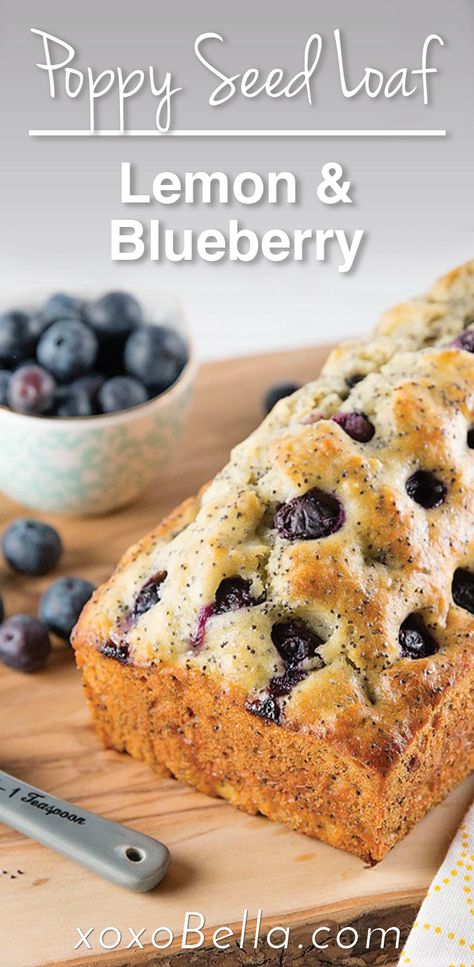 image of a lemon blueberry poppy seed loaf. Blueberry Poppyseed Bread, Lemon Poppy Seed Mini Loaves, Lemon Blueberry Poppyseed Bread, Poppy Seed Loaf Recipes, Lemon Blueberry Poppyseed Muffins, Poppy Seed Recipes Baking, Blueberry Poppyseed Muffins, Poppyseed Recipes, Berry Loaf