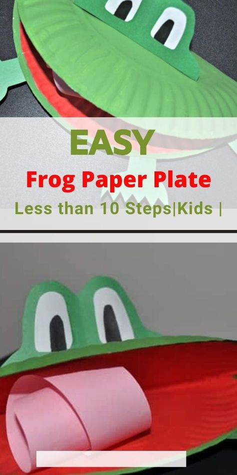 Easy frog craft with paper plate Frog Plate Craft, Cute Frog Crafts, Frog Crafts For Kids, Jungle Animals Preschool, Frog Crafts Preschool, Frogs Preschool, Home Decor Ideas Paper, Summer Crafts For Toddlers, Frog Craft