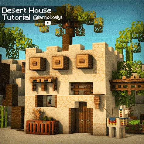 Minecraft Desert House, Minecraft Desert, Construction Minecraft, Case Minecraft, Minecraft Structures, Desert House, Minecraft House Plans, Minecraft Farm, Bangunan Minecraft