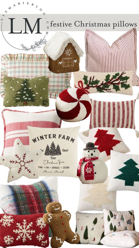 Sofa With Christmas Pillows, Christmas Pillows On Grey Couch, Xmas Pillows Ideas, Christmas Decor Pillows, Cute Christmas Pillows, Christmas Throw Pillows Couch Ideas, Christmas Diy Pillows, Christmas 24 Trends, Christmas Pillow Combinations