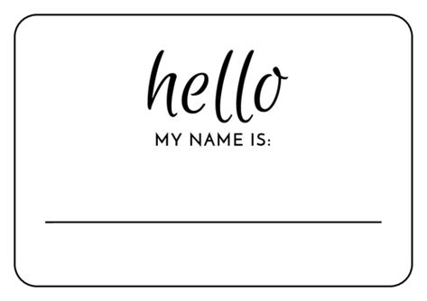 Tackle your check-in table with with this simple "hello my name is" name tag sticker design. This write-in name tag template is perfect for printing in bulk and setting out for guests to fill in. Great for parties, weddings, networking events, and more. Name Grade And Section Template Aesthetic, Name Tag Ideas For School Aesthetic, Hello My Name Is Sticker Aesthetic, Name Tags Printable Templates Aesthetic, Nametag Ideas Aesthetic, Aesthetic Name Tags For School, Name Template Aesthetic Printable, Name Tag Templates Aesthetic, Name Tag Design Creative