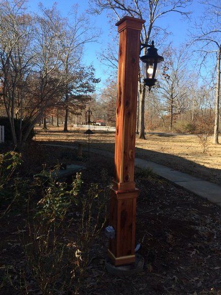 Eastern Red Cedar Light Post Post Lights Outdoor Ideas, Light Posts Outdoor Diy, Driveway Lamp Post, Wood Lamp Post, Solar Driveway Lights, Light Posts, Eastern Red Cedar, Cedar Posts, Solar Landscape Lighting