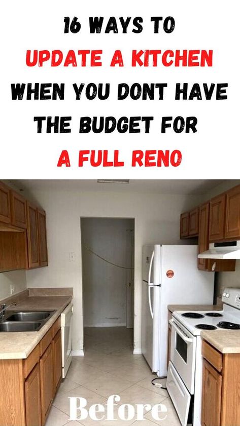 Small Kitchen Renovation On A Budget, White Kitchen Update, Rustic Kitchen Ideas On A Budget, Diy Kitchen Cabinets On A Budget, Kitchen Countertop Redo Cheap, Old Kitchen Decor, Kitchen Revamp On A Budget, Renovating On A Budget, Small Kitchen Makeover On A Budget