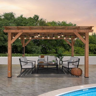 Shade Structure Design, Shaded Patio, Cedar Pergola, Grill Gazebo, Wood Pergola, Backyard Pergola, Shade Canopy, Shade Structure, Pergola Patio