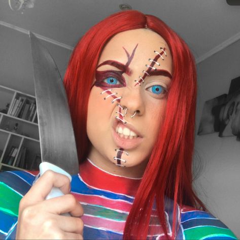 Chucky Makeup Female, Toddler Makeup, Chucky Makeup, Halloween Makeup, Makeup Ideas, Face Paint, Carnival Face Paint, Halloween Face, Face Makeup