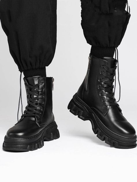 Combat Boots Outfit Men, Boots Outfit Men, Black Boots Men, Combat Boots Style, Combat Boots Men, Basic Boots, Army Boots, Black Platform Boots, Black Combat Boots