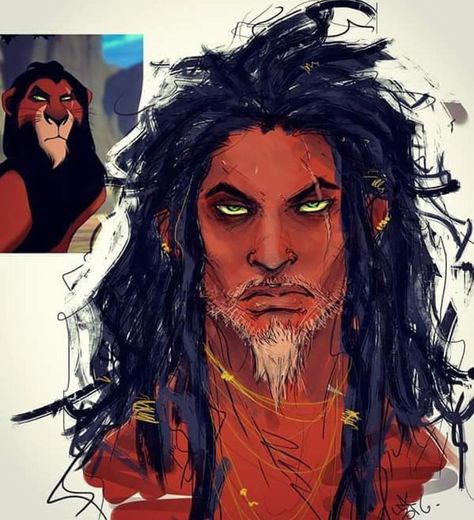 Scar, from the Disney classic, The Lion King, reimagined as human. : by @ink_mad Scar Rey Leon, Disney Characters As Humans, فنسنت فان جوخ, Scar Lion King, Cartoon Characters As Humans, Il Re Leone, Lion King Art, Roi Lion, Anime Version