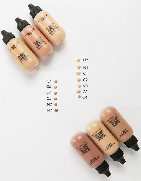 Mac Foundation Shades, Mac Face And Body Foundation, Mac Face And Body, Mac Foundation, Foundation Swatches, Body Foundation, Mac Studio, Kit Ideas, Makeup Store