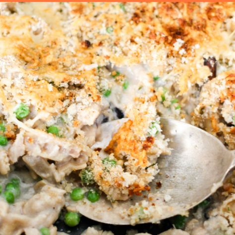 This skinny tuna noodle casserole is a meal that your whole family will love. Using only one skillet, it's easy to make, little to clean, won't bust your waistline, and is insanely delicious! Weight Watchers Tuna Noodle Casserole, Spicy Tuna Noodle Casserole, Recipes With Tuna, Tuna Noodle Casserole Healthy, Ww Casseroles, Tuna Noodle Casserole Easy, Tuna Healthy, Easy Mushroom Soup, Tuna Noodle Casserole Recipe