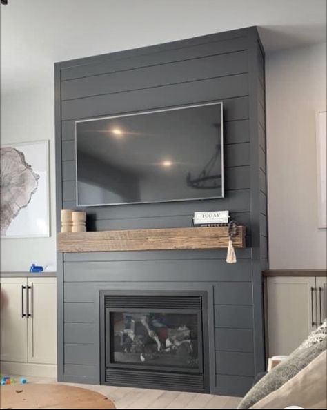 Fireplace Accent Walls, Basement Fireplace, Living Room Wall Decor Ideas, Bench Dimensions, Room Wall Decor Ideas, Build A Fireplace, Fireplace Tv Wall, Basement Living Rooms, Fireplace Built Ins