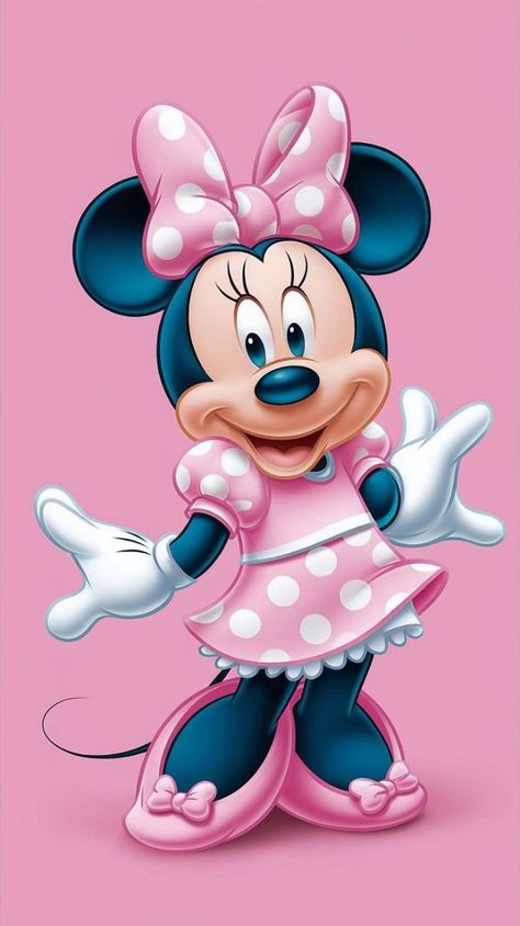 Mini Mouse Picture, Disney World Characters Pictures, Pink Disney Characters, Small Stone Painting, Minnie Mouse Pics, Minnie Mouse Background, Minnie Mouse Wallpaper, Minnie Wallpaper, Minnie Mouse Cartoons