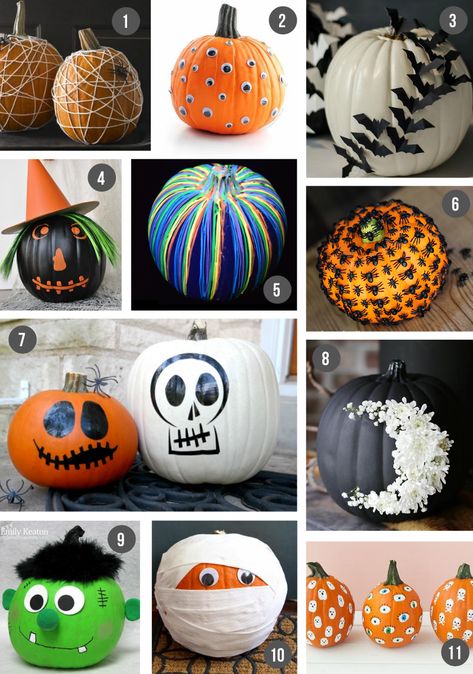 Best No-Carve Pumpkin Decorating Ideas for Kids || Easy ways to decorate your pumpkin without any carving - use paint, printables, paper and other arts and crafts supplies. Creative and cute! #pumpkins #halloweendecor #halloween Decorate Pumpkins, Minnie Mouse Pumpkin, Creative Pumpkin Decorating, Creative Pumpkin Painting, Character Pumpkins, No Carve Pumpkin Decorating, Hallowen Ideas, Halloween Pumpkin Designs, Halloween Pumpkins Painted