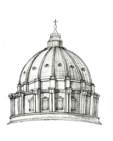 St Peters Basilica Drawing Perspective, St. Peter's Basilica Drawing, Saint Peters Basilica, Peterborough Cathedral Drawing, St Peters Basilica Painting, St Peter's Basilica Sketch, St Peters Basilica Architecture, Saint Peter’s Basilica, Architecture Drawing Sketchbooks