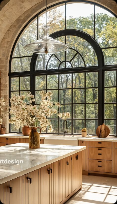 Kitchen With Garden View, Atrium Kitchen, Crazy Kitchen, Sunny Kitchen, Dream Life House, Home Building Design, Kitchen Inspiration Design, Dream House Interior, Dream House Exterior